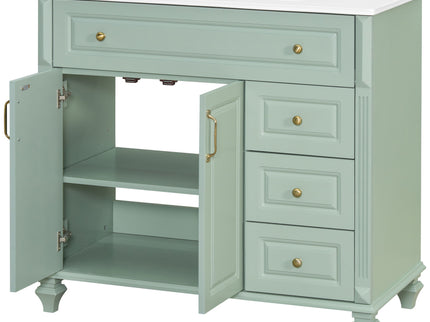 Modern Bathroom Vanity With Sink, 3 Drawers & 2 Doors