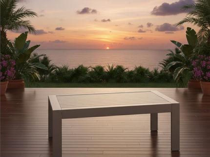 All-Weather Outdoor Coffee Table With Wood-Look Top