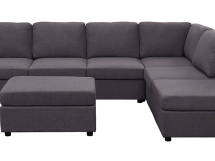 Cassia - 7 Seat Reversible Modular Sectional Sofa With Ottoman