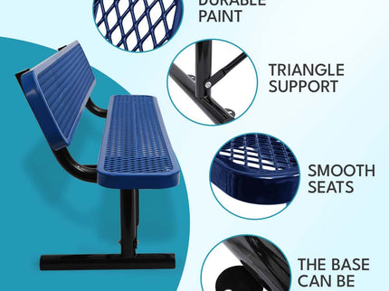 Outdoor Steel Bench With Backrest