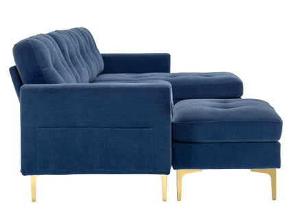 Modern L - Shape Convertible Sectional Sofa With Movable Ottoman