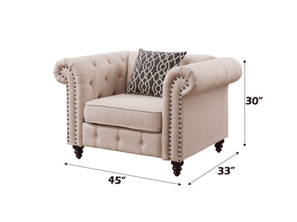 Aurelia - Linen Chair With Pillow - Beige