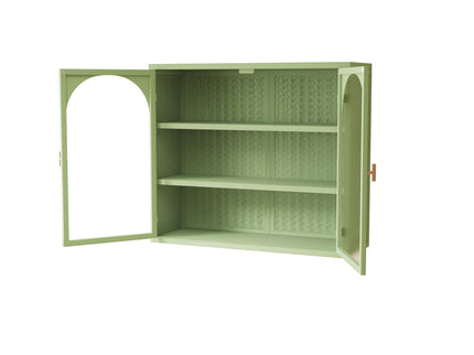 2 Door Wall Cabinet With 3 Tier Storage - Green