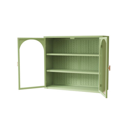 2 Door Wall Cabinet With 3 Tier Storage - Green
