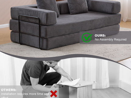 Floor Couch, Convertible Floor Sofa Bed With Pillow Back Support Armrest