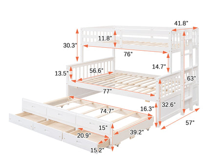 Bunk Bed With Twin Size Trundle And Drawers