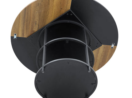 Diameter - Modern Splicing Circular Dining Table Double Layer Storage - Wood / Black