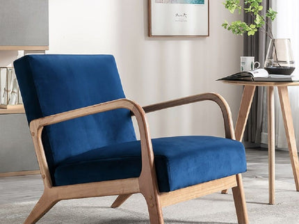 Classic Mid-Century Modern Accent Chairs, Open Framed Armchair With Cushioning