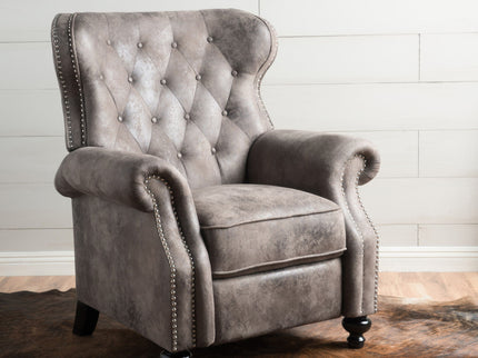 Accented Push Back Recliner Chair With Rolled Arms, Enjoy Cocooning Comfort