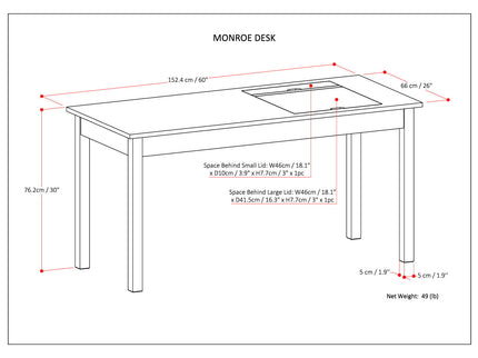 Monroe - Desk - Distressed Charcoal Brown
