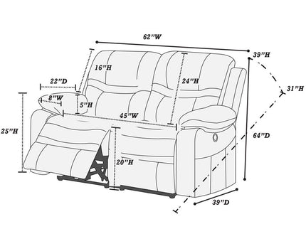 Modern Style Living Room Set With Pillow Arms