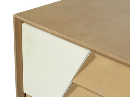 Japandi 2 Drawer Nightstand With Geometric Design
