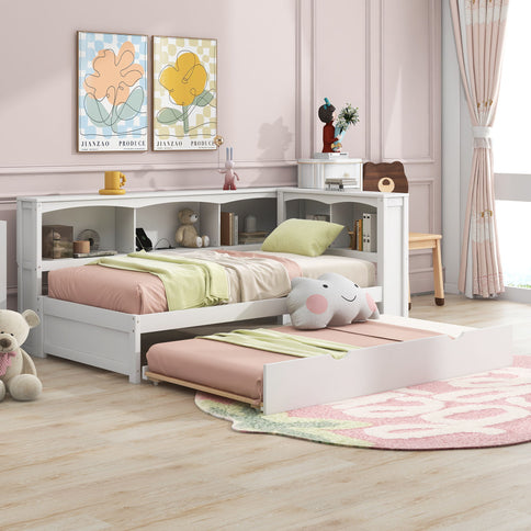 Daybed With Trundle, Storage Cabinets, USB Ports