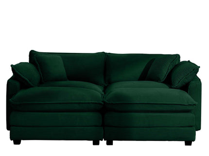 Modern Modular Cushion Sofa With Ottoman, Low Back, Deep Seating Sofa Set