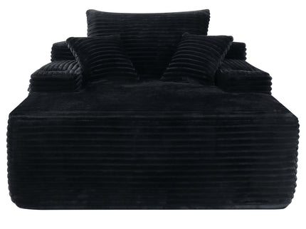 Convertible Chaise Lounge Chair & Wide Armrest & Throw Pillows - Black