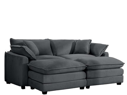 Modular Oversized Cushion Sofa With Ottoman, Low Back, Deep Seating Sofa Set