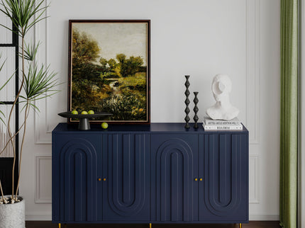 Modern Lacquered 4 Door Cabinet Sideboard Buffet Server Cabinet Storage Cabinet, For Living Room, Entryway, Hallway, Office, Kitchen And Dining Room