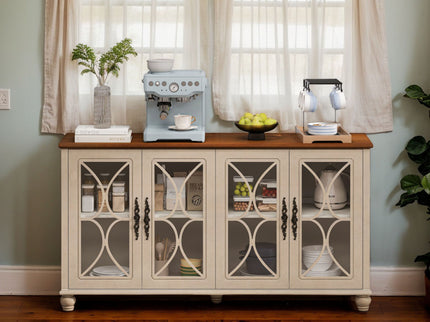 Elegant 4 Door Cabinet With Tempered Glass Doors