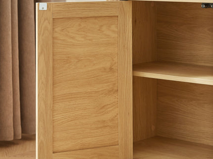 Contemporary Wave Shaped TV Stand With Rattan Doors