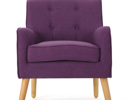 Modern Arm Chair With Tufted Back And Wooden Legs