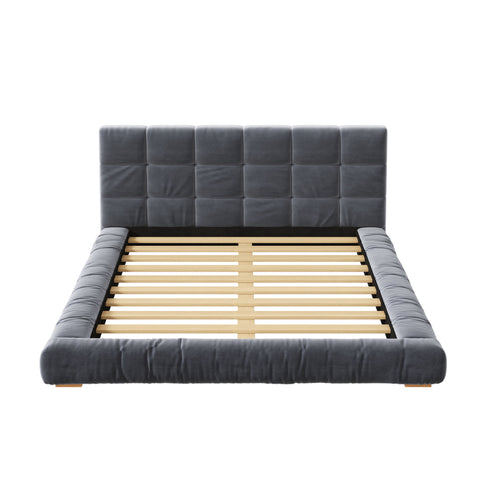 Upholstered Platform Bed Frame With Tufted Headboard