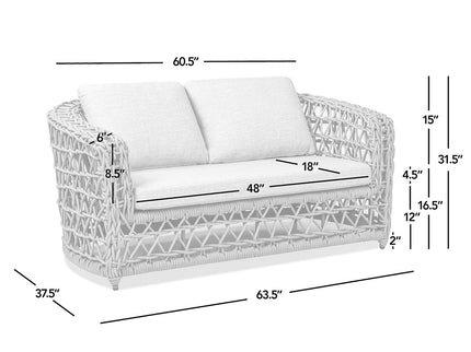 Everly - Frame Barrel Deep Seating Patio Loveseat Sofa Axroma Olefin - Oat Beige