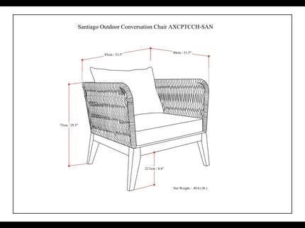 Santiago - Outdoor Conversation Chair - Slate Gray