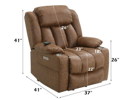 Aire Power Motion Recliner With Lift Heating Massage Function - Brown