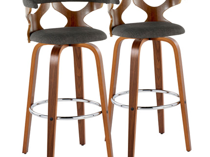 Gardenia - Mid Century Modern Fixed Height Barstool With Swivel With Round Footrest (Set of 2)