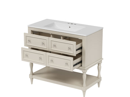 Bathroom Vanity Cabinet With Undermount Sink, 4 Drawer Set