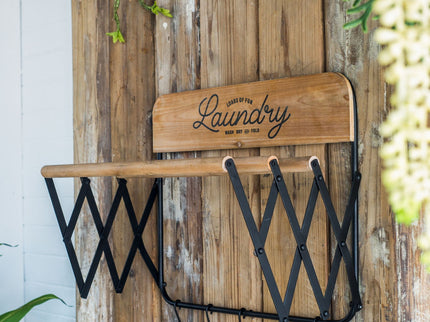 Laundry Rack With Accordion Design - Brown / Black - Black Brown