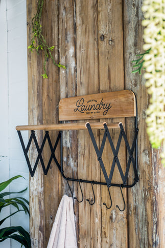 Laundry Rack With Accordion Design - Brown / Black - Black Brown