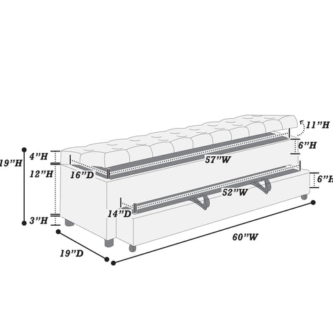 Storage Ottoman With Tufted Seat And Underseat Drawer