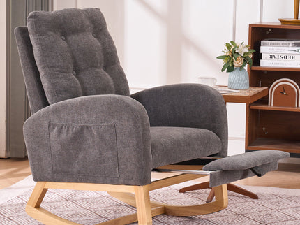 Accent Rocking Chair With Footrest, High Back