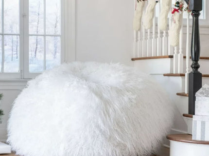 Mahin - Rounded 5 Foot Bean Bag Cozy Modern Design - White