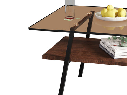 Rectangle Coffee Table, Tempered Glass Tabletop Modern Table For Living Room