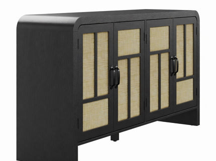 Sideboard Buffet Cabinet With 4 Doors & Adjustable Shelves - Black