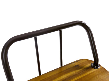 Dione Outdoor Industrial Acacia Wood Bar Set With Metal Frame And Slat Paneling - Brown