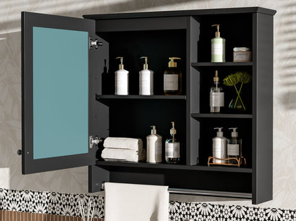 Wall Mount 2 In 1 Mirror Cabinet With Adjustable Shelf, Soft-Closing Hinges
