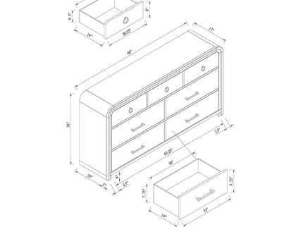 Malco - Dresser With Gold Detailing - Oak