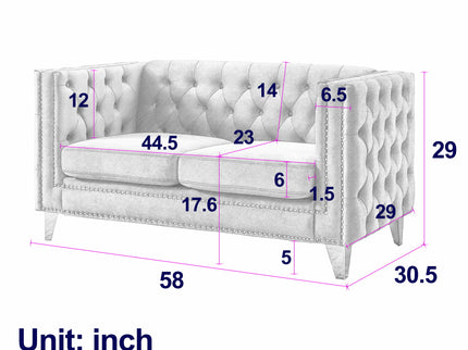 Upholstered Couch Sofa With Button Tufting For Living Room