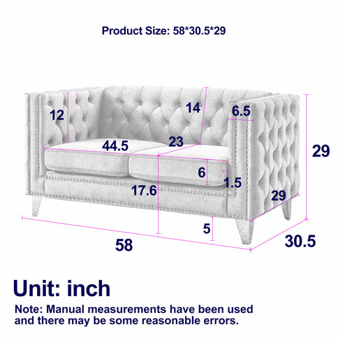Modern Sofa With Button Tufting, Upholstered Couch For Living Room