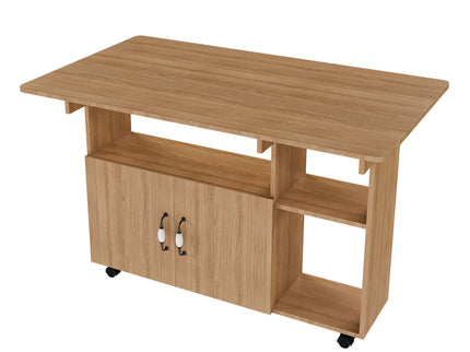 Multi Functional Folding Table With Storage Shelves And Wheels
