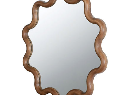 Wooden Accent Mirror With Unique Frame, Wall Mirror For Living Room Bedroom Entryway - Brown