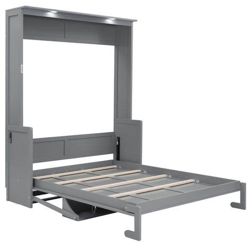 Murphy Bed With Desk, LED Lights & USB Charging Station