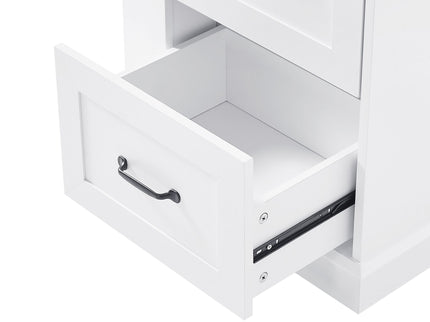 Freestanding Bathroom Storage Cabinet With Adjustable Shelves And Side Hooks Board, Rectangle Design