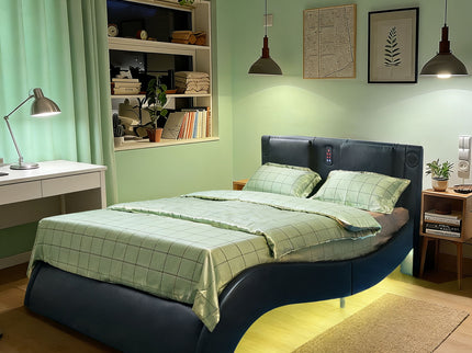 Platform Bed Frame With LED Lighting, tooth Music, Vibration Massage