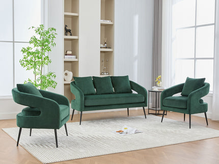 3 Piece Living Room Set, Loveseat & 2 Accent Chairs