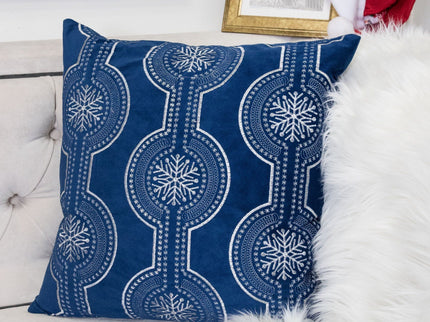 Holiday Throw Pillow With Snowflake Embroidery