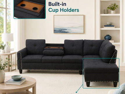 L - Shaped Sectional Sofa With Movable Left Chaise
